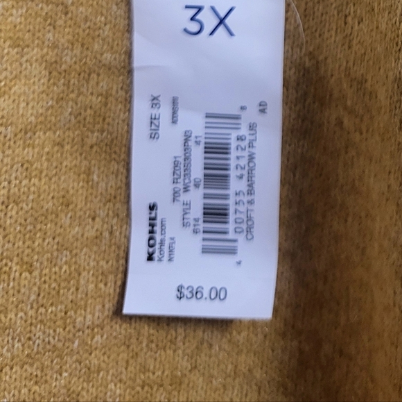 Croft & Barrow - NWT-Womens Mustard Yellow V-Neck Sweater - Size 3X - Picture 4 of 4